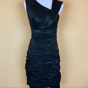 Calvin Klein dress black satin pleated cocktail